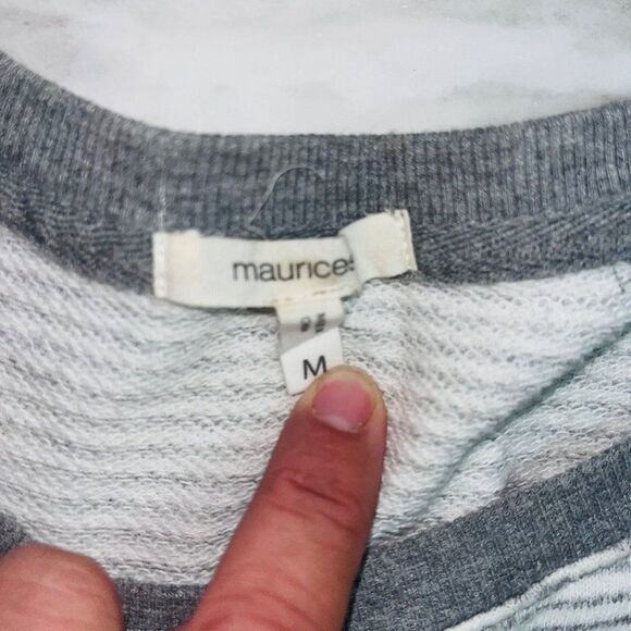 Maurices | Long Sleeve Sweater Striped | White/Grey | Womens | M - Picture 5 of 6